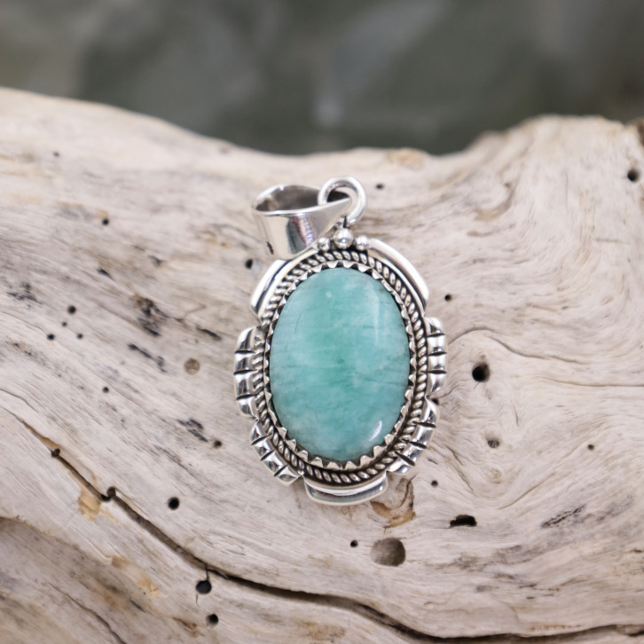 Pendentif en argent et amazonite