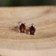 Boucles d'oreilles "puces" en argent et grenat