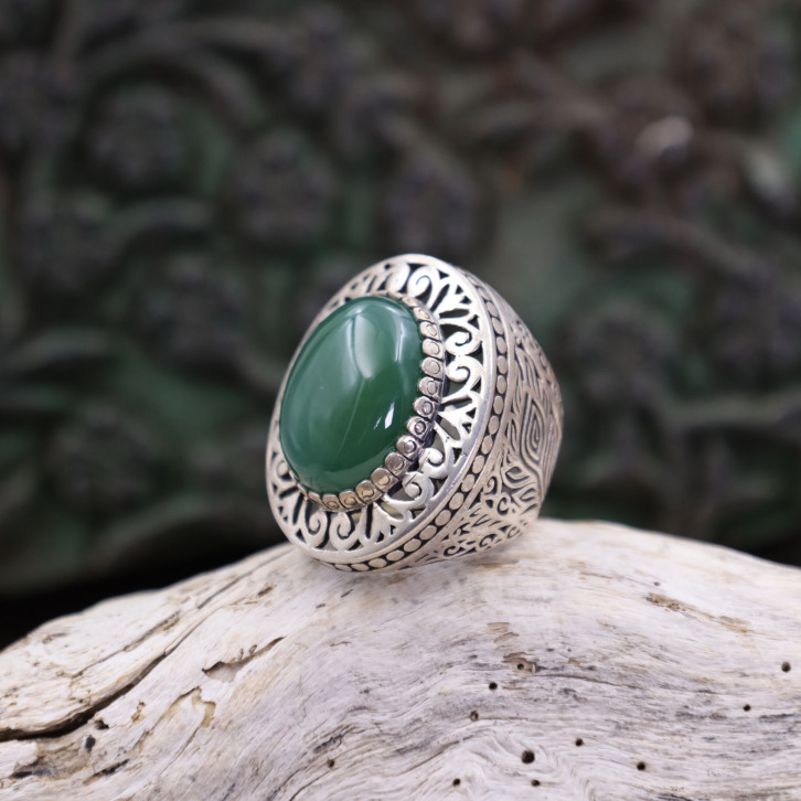 Bague verte argent outlet