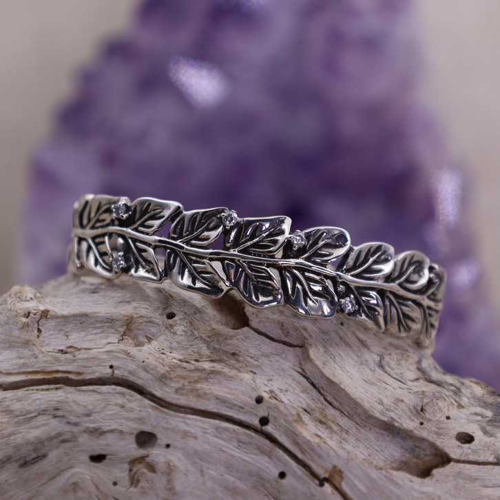 Bracelet rigide en argent et zirconium
