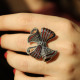 Bague d'exception en argent, Email rouge et marcassites