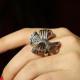 Bague d'exception en argent, Email rouge et marcassites