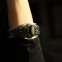 Bracelet rigide en argent et obsidienne dorée