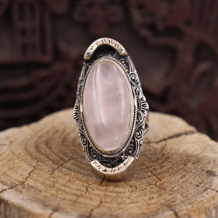 Bague en argent et quartz rose
