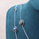 Sautoir en argent et pierre labradorite et quartz fumé