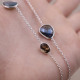 Sautoir en argent et pierre labradorite et quartz fumé