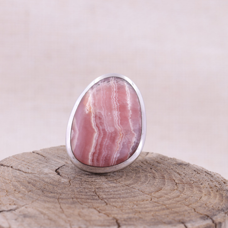 Bague en argent et rhodochrosite