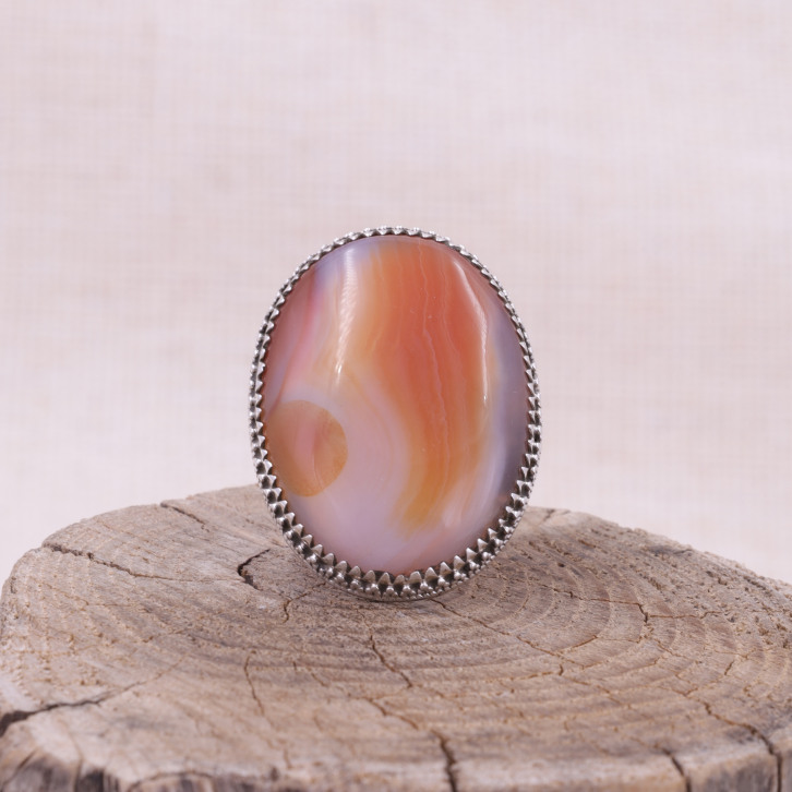 Bague en argent et agate - ajustable
