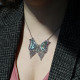 Collier en argent avec marcassites, abalone et rubis - papillon