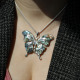 Pendentif en argent avec marcassites, abalone et rubis - papillon