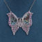 Collier en argent avec marcassites, abalone et rubis - papillon