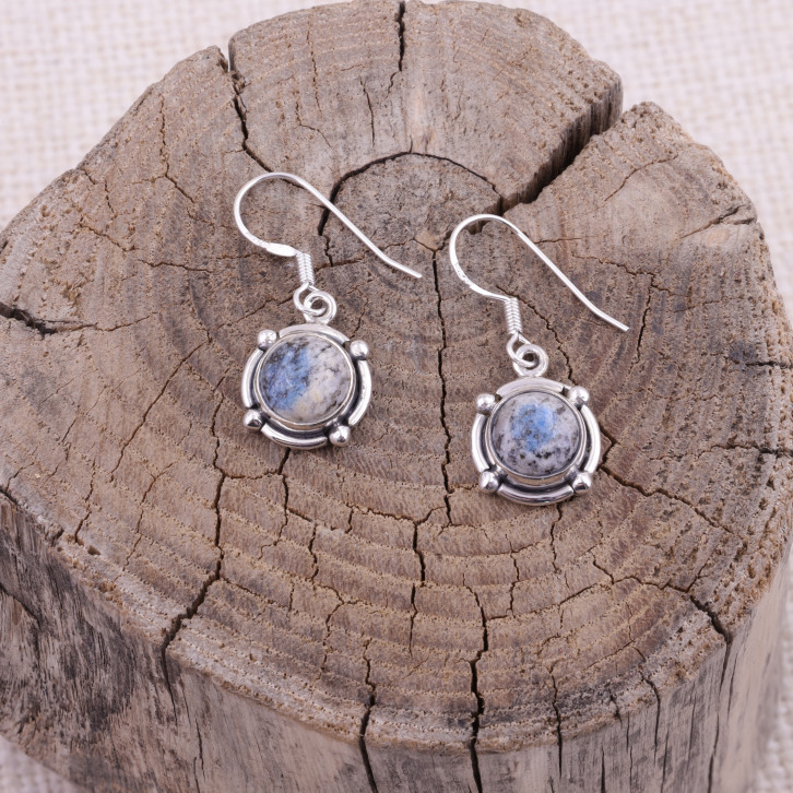 Boucles d'oreilles en argent et pierre jaspe mont K2