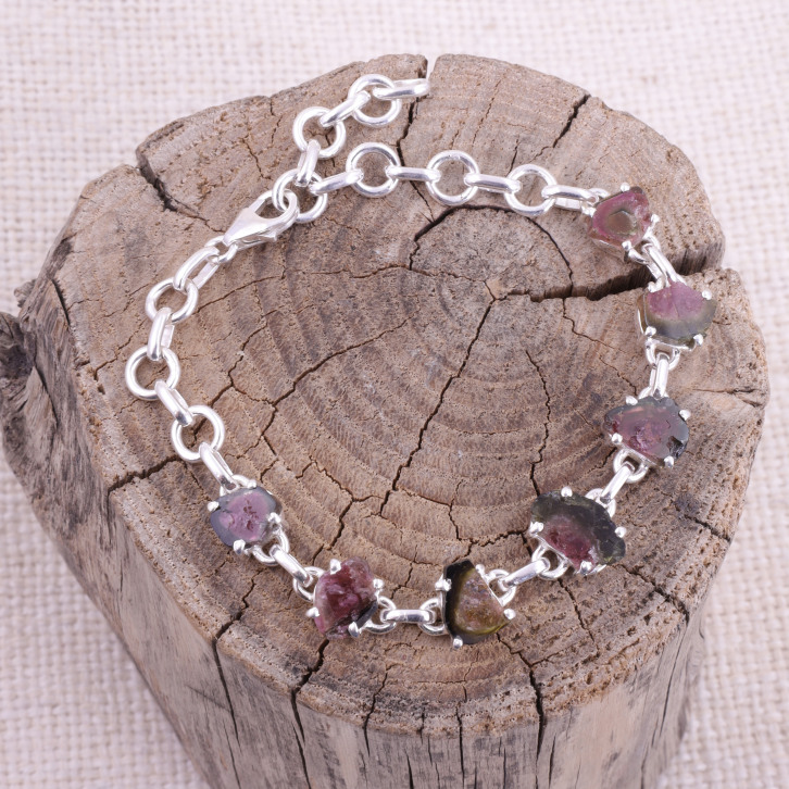 Bracelet en argent et tourmaline