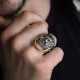 Bague en argent et cuivre - lion bouddhiste