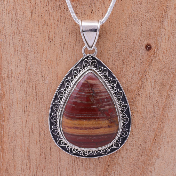 Pendentif en argent pierre Jaspe