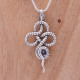 Pendentif en argent serpent et pierre quartz fumé