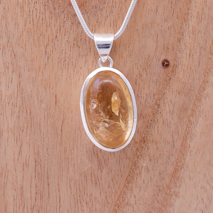 Pendentif en argent pierre citrine