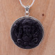 Pendentif Ganesh en argent pierre obsidienne